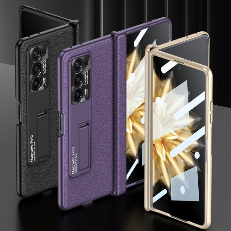 For Honor Magic V2 GKK Integrated Magnetic Hinge Flip Leather Phone Case with Holder(Carbon Fibre) - free shipping - PMC TechLife - Order now!