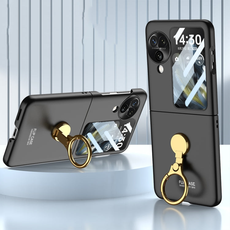 For OPPO Find N3 Flip GKK Ultra-thin Triaxial Ring Holder PC Phone Case(Black) - OPPO Cases by GKK | Online Shopping South Africa | PMC TechLife | Buy Now Pay Later Mobicred