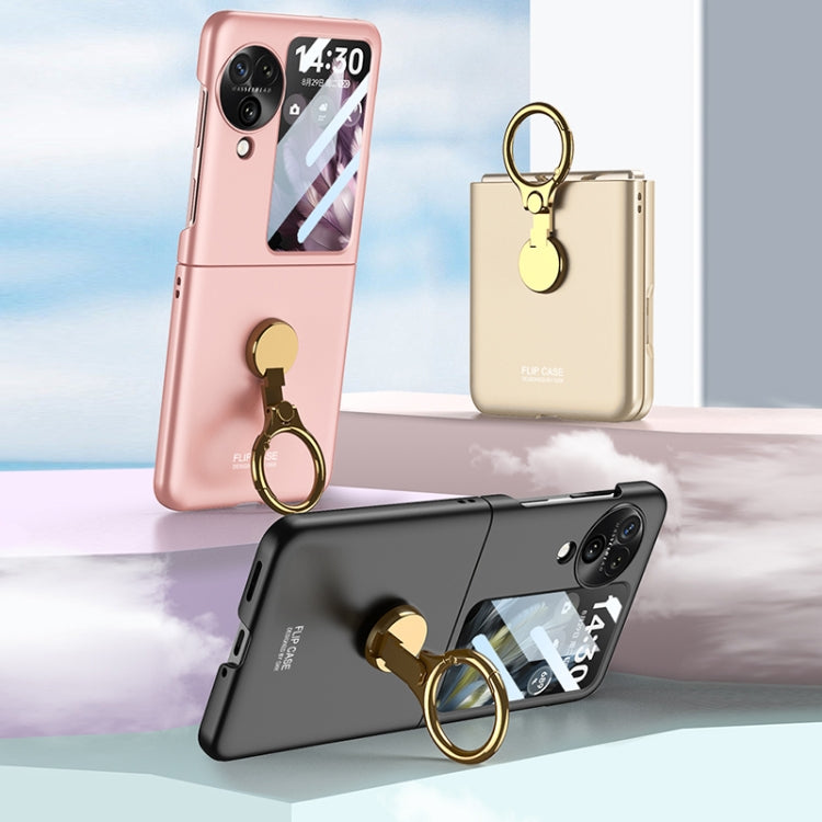 For OPPO Find N3 Flip GKK Ultra-thin Triaxial Ring Holder PC Phone Case(Black) - OPPO Cases by GKK | Online Shopping South Africa | PMC TechLife | Buy Now Pay Later Mobicred