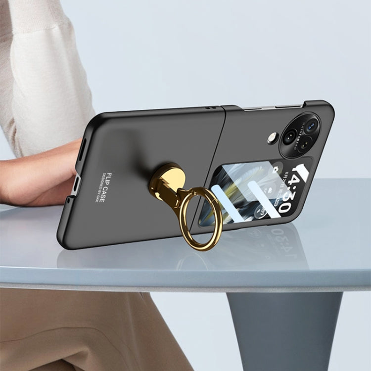 For OPPO Find N3 Flip GKK Ultra-thin Triaxial Ring Holder PC Phone Case(Black) - OPPO Cases by GKK | Online Shopping South Africa | PMC TechLife | Buy Now Pay Later Mobicred