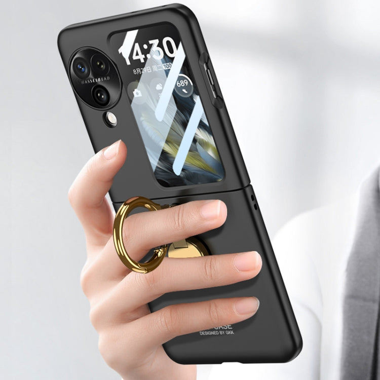 For OPPO Find N3 Flip GKK Ultra-thin Triaxial Ring Holder PC Phone Case(Black) - OPPO Cases by GKK | Online Shopping South Africa | PMC TechLife | Buy Now Pay Later Mobicred