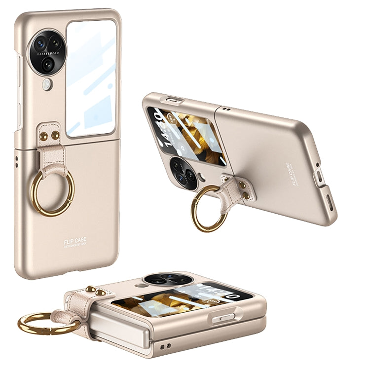 For OPPO Find N3 Flip GKK Integrated Ultra-thin Full Coverage Phone Case with Ring Holder(Gold) - free shipping - PMC TechLife - Order now!