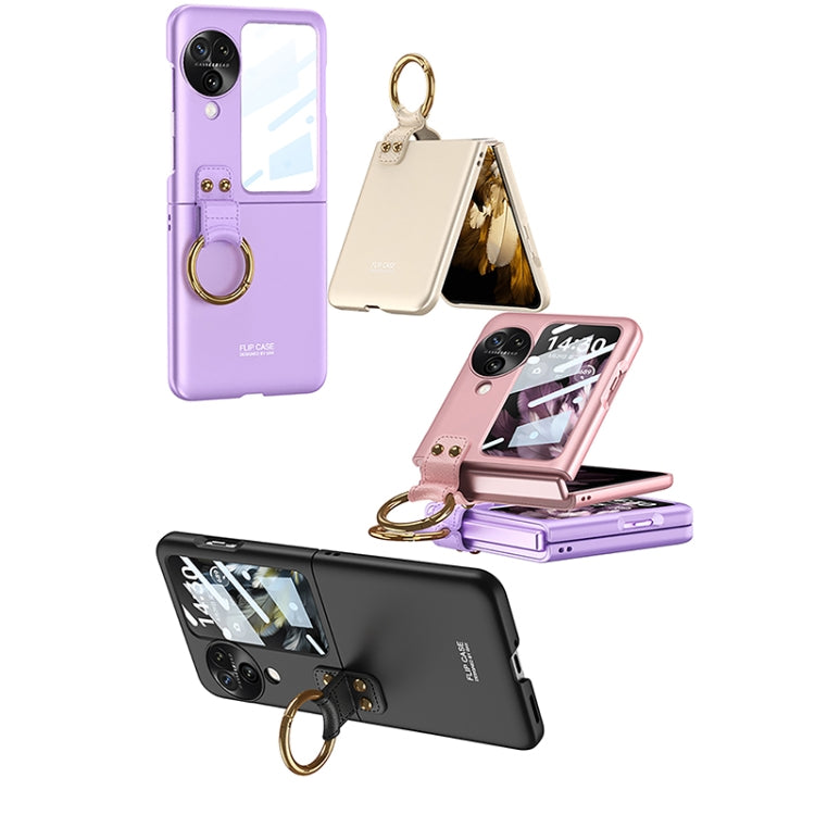 For OPPO Find N3 Flip GKK Integrated Ultra-thin Full Coverage Phone Case with Ring Holder(Gold) - free shipping - PMC TechLife - Order now!