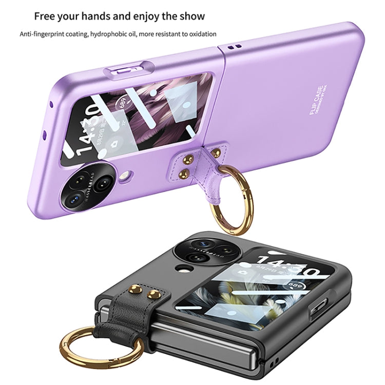 For OPPO Find N3 Flip GKK Integrated Ultra-thin Full Coverage Phone Case with Ring Holder(Gold) - free shipping - PMC TechLife - Order now!