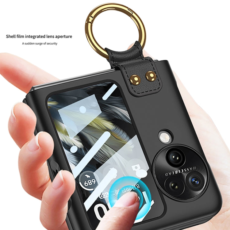 For OPPO Find N3 Flip GKK Integrated Ultra-thin Full Coverage Phone Case with Ring Holder(Pink) - OPPO Cases by GKK | Online Shopping South Africa | PMC TechLife | Buy Now Pay Later Mobicred
