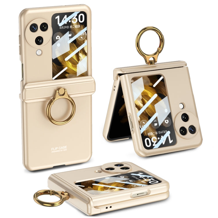 For OPPO Find N3 Flip GKK Integrated Magnetic Hinged Flip Case with Ring Holder(Gold) - OPPO Cases by GKK | Online Shopping South Africa | PMC TechLife | Buy Now Pay Later Mobicred