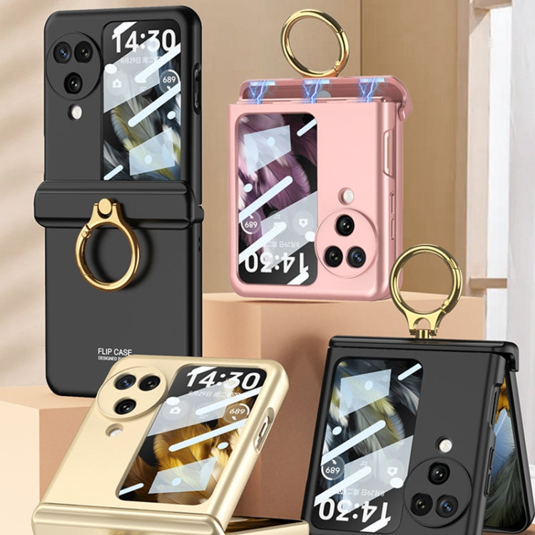For OPPO Find N3 Flip GKK Integrated Magnetic Hinged Flip Case with Ring Holder(Gold) - OPPO Cases by GKK | Online Shopping South Africa | PMC TechLife | Buy Now Pay Later Mobicred
