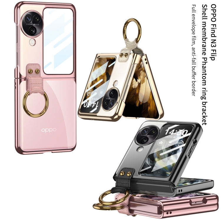 For OPPO Find N3 Flip GKK Electroplating Phone Case with Ring(Black) - Find N3 Flip Cases by GKK | Online Shopping South Africa | PMC Jewellery | Buy Now Pay Later Mobicred