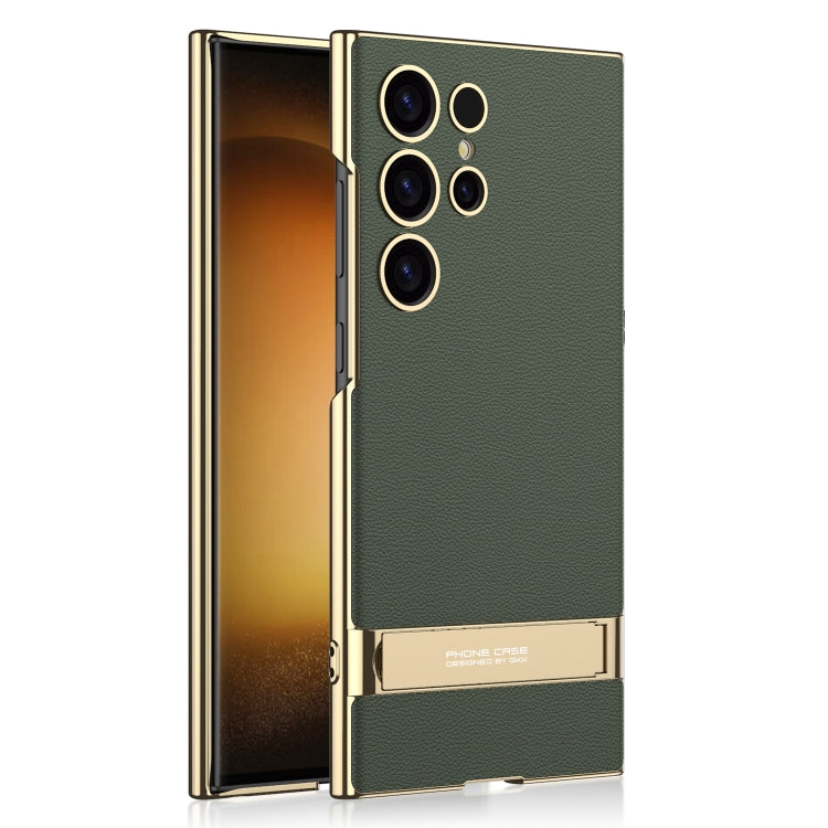 For Samsung Galaxy S24 Ultra 5G GKK Triumph Ultra-Thin Plain Leather Phone Case with Holder(Green) - Galaxy S24 Ultra 5G Cases by GKK | Online Shopping South Africa | PMC TechLife | Buy Now Pay Later Mobicred