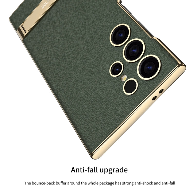 For Samsung Galaxy S24 Ultra 5G GKK Triumph Ultra-Thin Plain Leather Phone Case with Holder(Green) - Galaxy S24 Ultra 5G Cases by GKK | Online Shopping South Africa | PMC TechLife | Buy Now Pay Later Mobicred