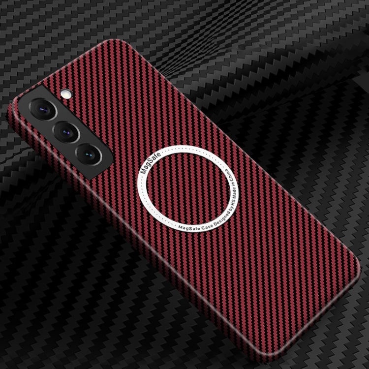 For Samsung Galaxy S24+ 5G Carbon Fiber Texture MagSafe Magnetic Phone Case(Red) - Galaxy S24+ 5G Cases by PMC TechLife | Online Shopping South Africa | PMC TechLife