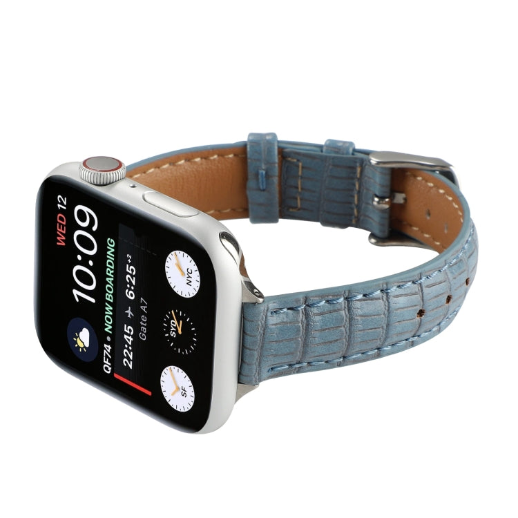 For Apple Watch SE 2023 44mm Slim Crocodile Leather Watch Band(Light Blue) - free shipping - PMC TechLife - Order now!