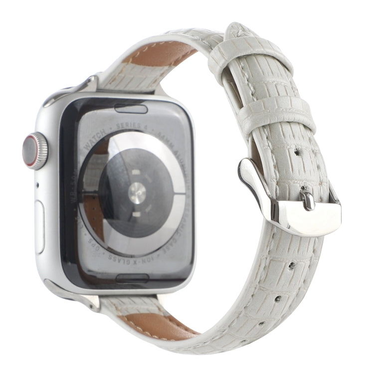 For Apple Watch Ultra 2 49mm Slim Crocodile Leather Watch Band(White) - free shipping - PMC TechLife - Order now!