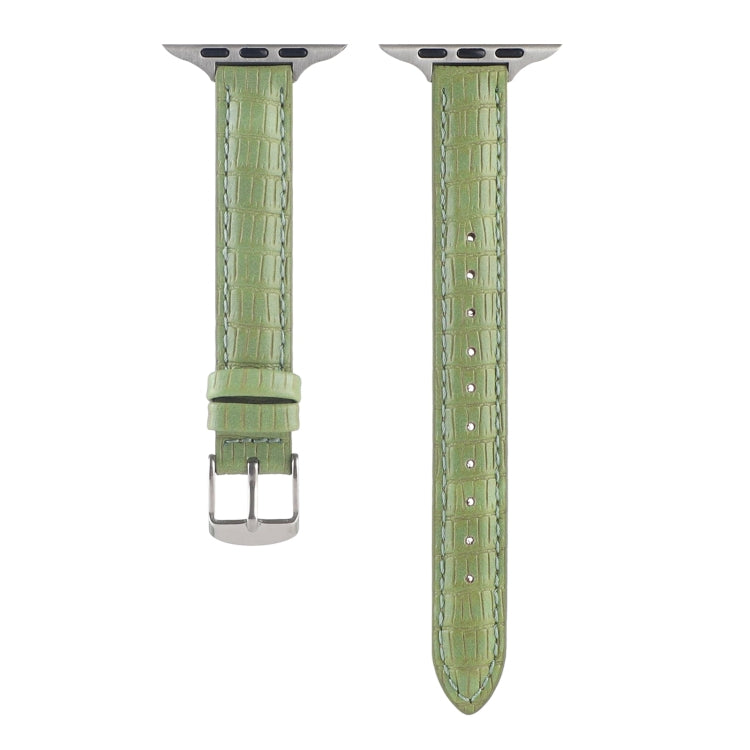 For Apple Watch Ultra 49mm Slim Crocodile Leather Watch Band(Light Green) - free shipping - PMC TechLife - Order now!