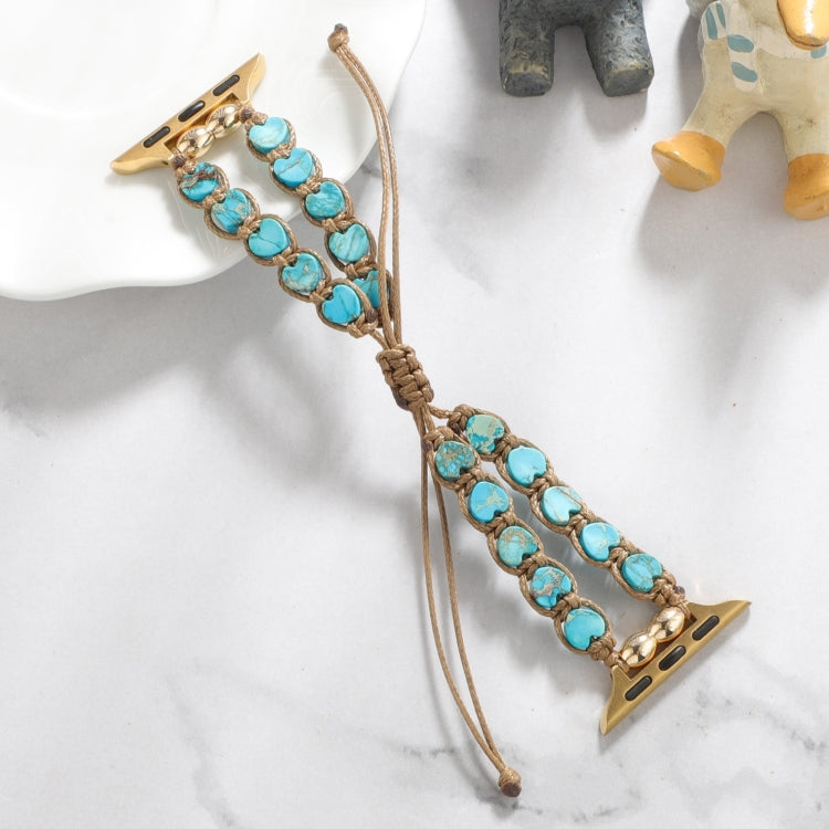 For Apple Watch SE 44mm Heart Stones Drawstring Chain Watch Band(Blue) - free shipping - PMC TechLife - Order now!