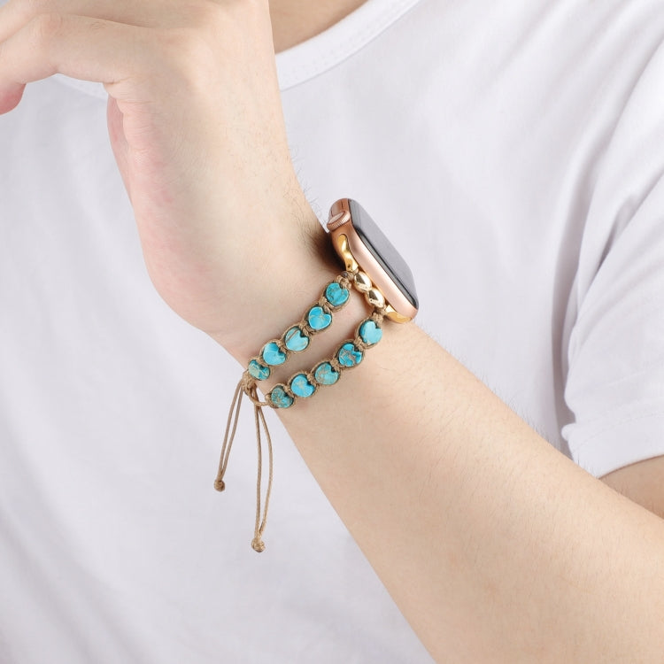 For Apple Watch SE 44mm Heart Stones Drawstring Chain Watch Band(Blue) - free shipping - PMC TechLife - Order now!