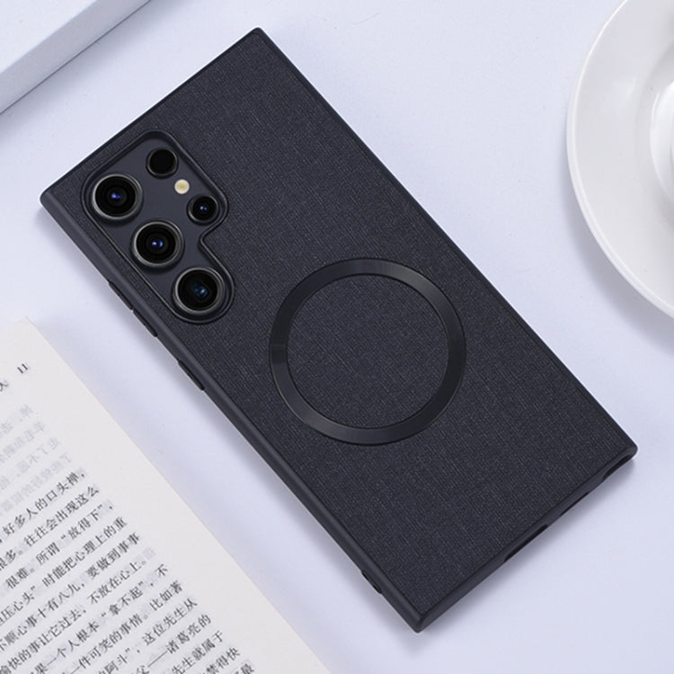 For Samsung Galaxy S24 Ultra 5G Magsafe Magnetic Ring Cloth Texture Phone Case(Black) - free shipping - PMC TechLife - Order now!