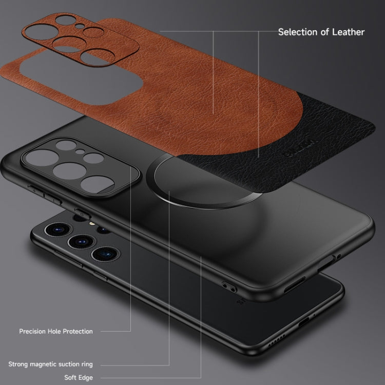 For Samsung Galaxy S24 5G SULADA Stitching Leather MagSafe Magnetic Phone Case(Orange) - Galaxy S24 5G Cases by SULADA | Online Shopping South Africa | PMC TechLife