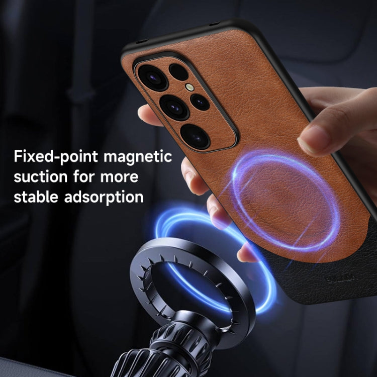 For Samsung Galaxy S24 5G SULADA Stitching Leather MagSafe Magnetic Phone Case(Brown) - Galaxy S24 5G Cases by SULADA | Online Shopping South Africa | PMC TechLife