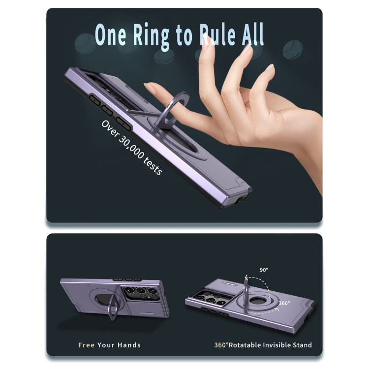 For Samsung Galaxy S23 Ultra 5G Camshield MagSafe Ring Holder Armor Phone Case(Puple) - Galaxy S23 Ultra 5G Cases by PMC TechLife | Online Shopping South Africa | PMC TechLife