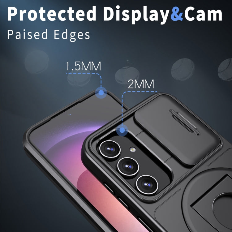 For Samsung Galaxy S22+ 5G Camshield MagSafe Ring Holder Armor Phone Case(Black) - Galaxy S22+ 5G Cases by PMC TechLife | Online Shopping South Africa | PMC TechLife | Buy Now Pay Later Mobicred