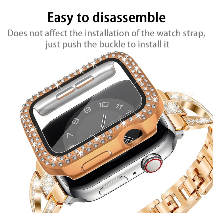 For Apple Watch Series 9 / 8 / 7 41mm Plating Dual-Row Diamond PC Watch Case with Film(Black) - free shipping - PMC TechLife - Order now!
