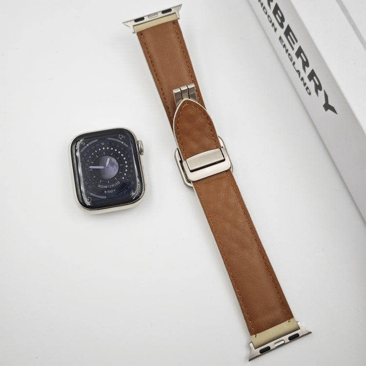 For Apple Watch 38mm Rhombus Pattern Magnetic Square Buckle Leather Watch Band(Dark Green) - free shipping - PMC TechLife - Order now!