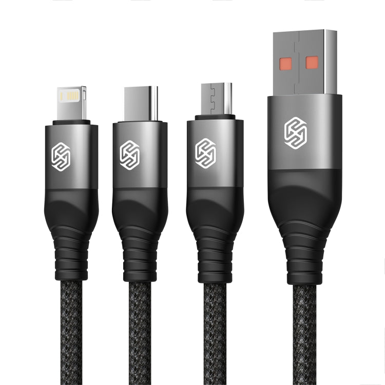 Nillkin Swift Pro 1m 3 in 1 USB to 8 Pin + Type-C + Micro USB Fast Charging Cable(Black) - Multifunction Cable by NILLKIN | Online Shopping South Africa | PMC Jewellery