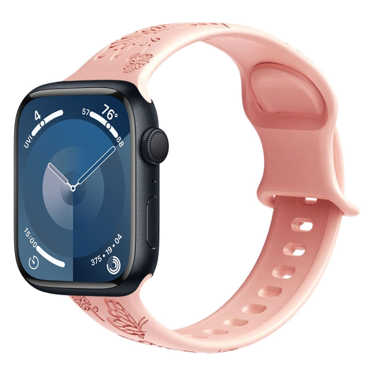 For Apple Watch SE 40mm Butterfly Flower Embossed Silicone Watch Band(Retro Rose) - Watch Bands by PMC TechLife | Online Shopping South Africa | PMC TechLife