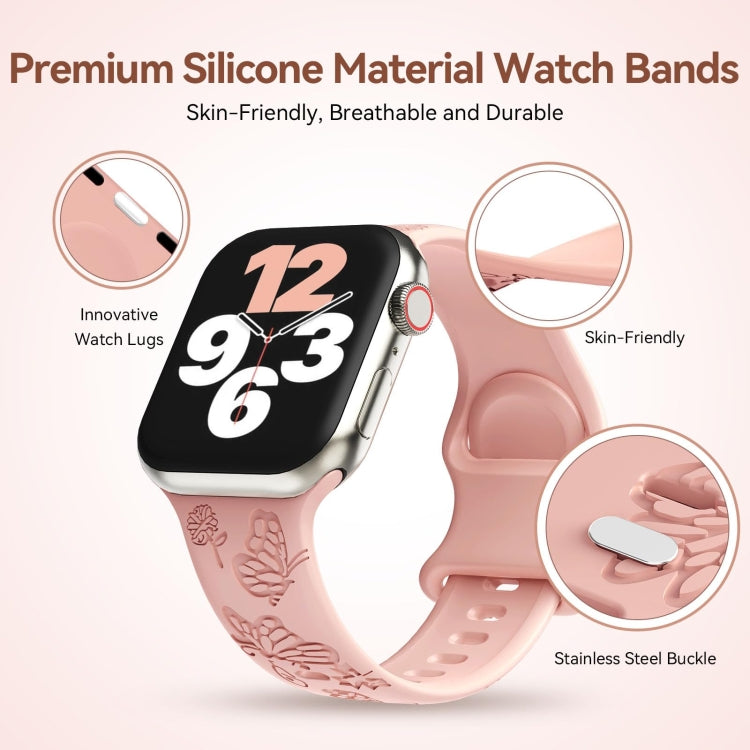 For Apple Watch SE 40mm Butterfly Flower Embossed Silicone Watch Band(Retro Rose) - Watch Bands by PMC TechLife | Online Shopping South Africa | PMC TechLife