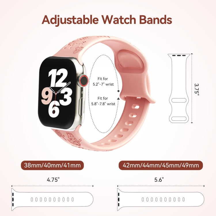 For Apple Watch 42mm Butterfly Flower Embossed Silicone Watch Band(Retro Rose) - Watch Bands by PMC TechLife | Online Shopping South Africa | PMC TechLife