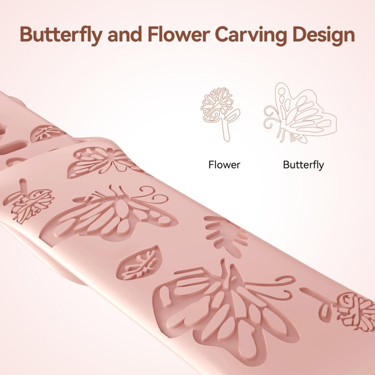 For Apple Watch 38mm Butterfly Flower Embossed Silicone Watch Band(Retro Rose) - Watch Bands by PMC TechLife | Online Shopping South Africa | PMC TechLife