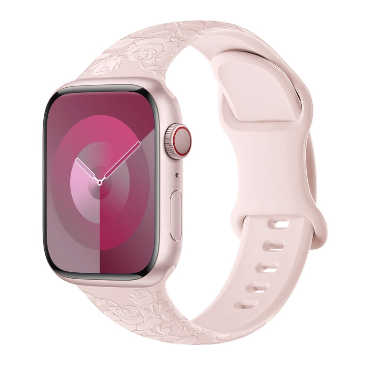 For Apple Watch SE 2022 40mm Rose Embossed Silicone Watch Band(Pink) - Watch Bands by PMC TechLife | Online Shopping South Africa | PMC TechLife | Buy Now Pay Later Mobicred