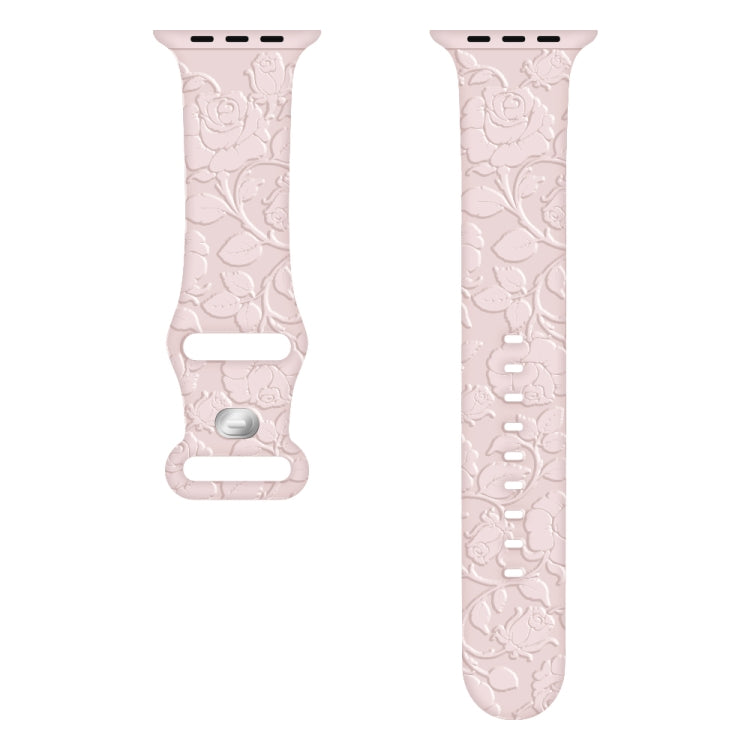 For Apple Watch Series 2 42mm Rose Embossed Silicone Watch Band(Pink) - Watch Bands by PMC TechLife | Online Shopping South Africa | PMC TechLife