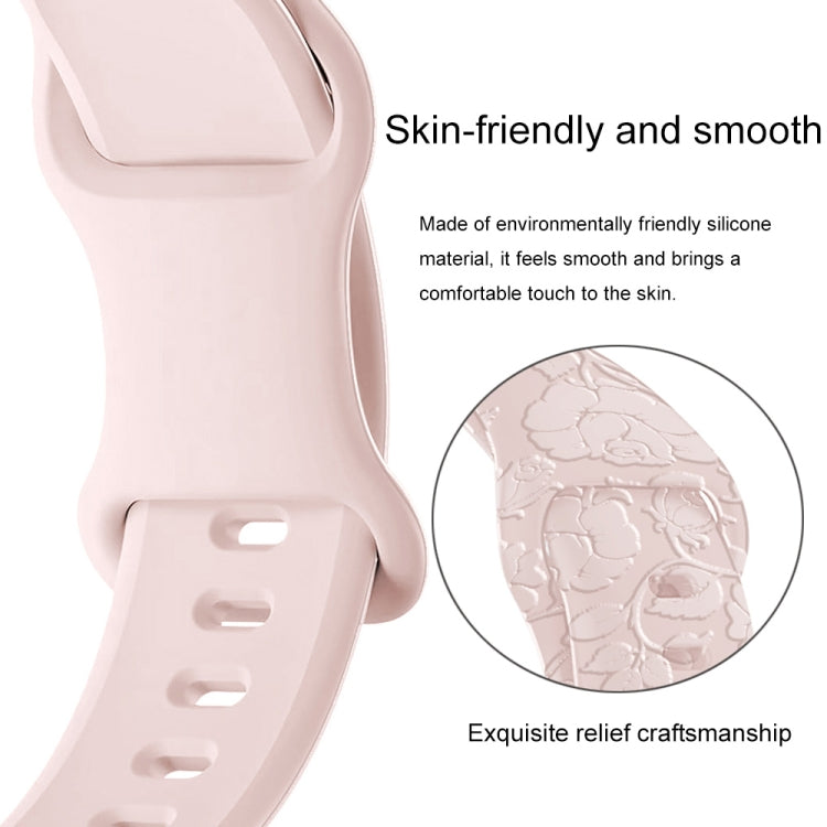 For Apple Watch 38mm Rose Embossed Silicone Watch Band(Pink) - Watch Bands by PMC TechLife | Online Shopping South Africa | PMC TechLife