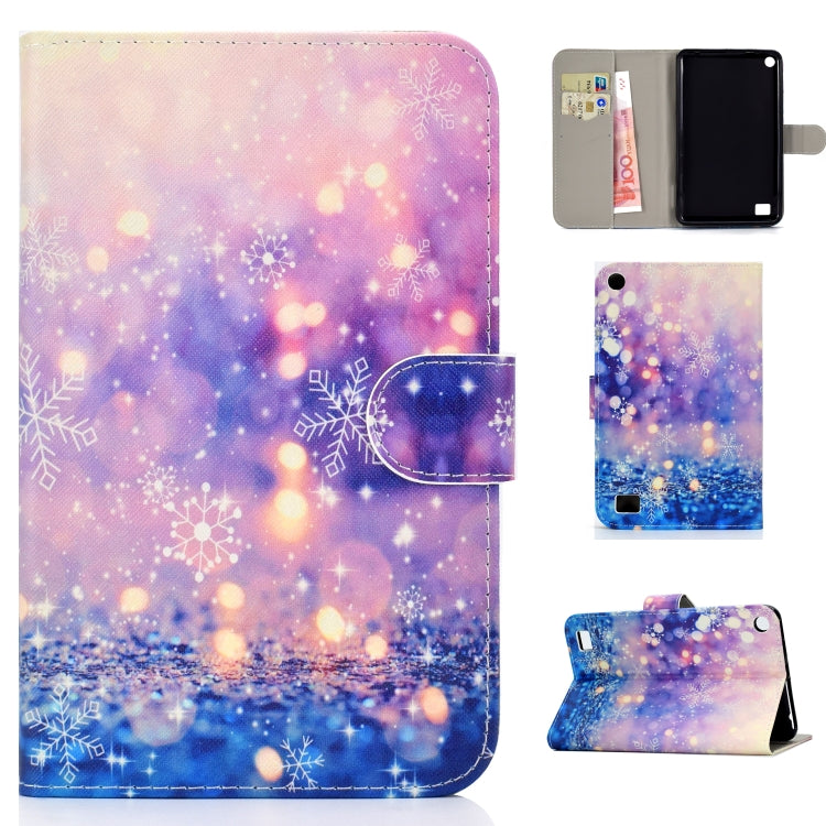 For Amazon Kindle Fire 7 (2019) / (2017) / (2016) / (2015) Colored Drawing Pattern Horizontal Flip PU Leather Case with Holder & Card Slot & Sleep / Wake-up Function(Purple Quicksand) - free shipping - PMC TechLife - Order now!