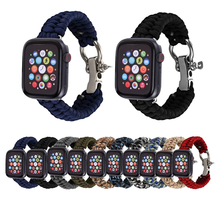 For Apple Watch Ultra 49mm / Series 8&7 45mm / SE 2&6&SE&5&4 44mm / 3&2&1 42mm Umbrella Cord Nylon Braided Watch Band(Black) - Smart Wear by PMC Jewellery | Online Shopping South Africa | PMC Jewellery