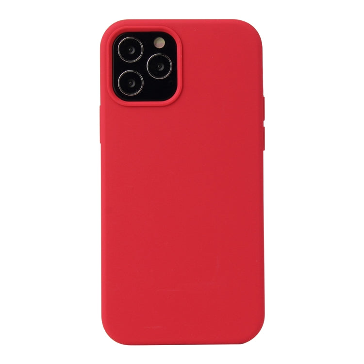 For iPhone 12 / 12 Pro Solid Color Liquid Silicone Shockproof Protective Case(Carmine) - iPhone 12 / 12 Pro Cases by PMC TechLife | Online Shopping South Africa | PMC TechLife