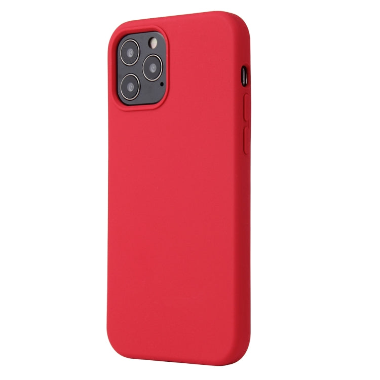 For iPhone 12 / 12 Pro Solid Color Liquid Silicone Shockproof Protective Case(Carmine) - iPhone 12 / 12 Pro Cases by PMC TechLife | Online Shopping South Africa | PMC TechLife