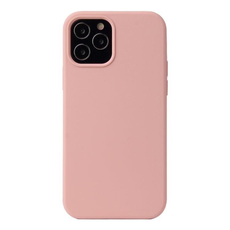 For iPhone 12 / 12 Pro Solid Color Liquid Silicone Shockproof Protective Case(Sakura Pink) - iPhone 12 / 12 Pro Cases by PMC TechLife | Online Shopping South Africa | PMC TechLife