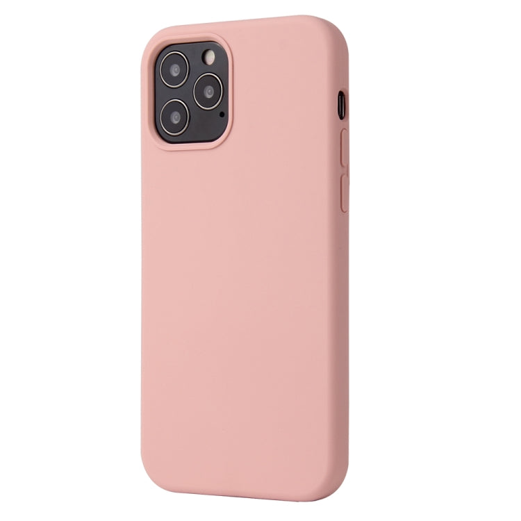 For iPhone 12 / 12 Pro Solid Color Liquid Silicone Shockproof Protective Case(Sakura Pink) - iPhone 12 / 12 Pro Cases by PMC TechLife | Online Shopping South Africa | PMC TechLife