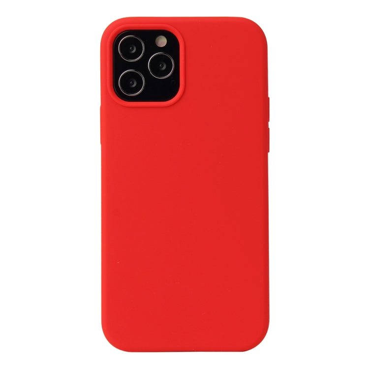 For iPhone 12 / 12 Pro Solid Color Liquid Silicone Shockproof Protective Case(Country Red) - iPhone 12 / 12 Pro Cases by PMC TechLife | Online Shopping South Africa | PMC TechLife