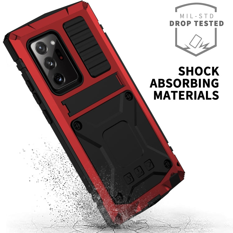 For Samsung Galaxy Note 20 Ultra R-JUST Shockproof Waterproof Dust-proof Metal + Silicone Protective Case with Holder(Red) - Galaxy Note20 Cases by R-JUST | Online Shopping South Africa | PMC TechLife | Buy Now Pay Later Mobicred