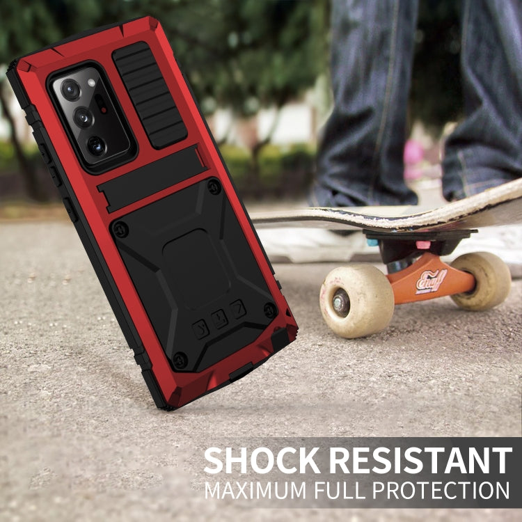 For Samsung Galaxy Note 20 Ultra R-JUST Shockproof Waterproof Dust-proof Metal + Silicone Protective Case with Holder(Red) - Galaxy Note20 Cases by R-JUST | Online Shopping South Africa | PMC TechLife | Buy Now Pay Later Mobicred
