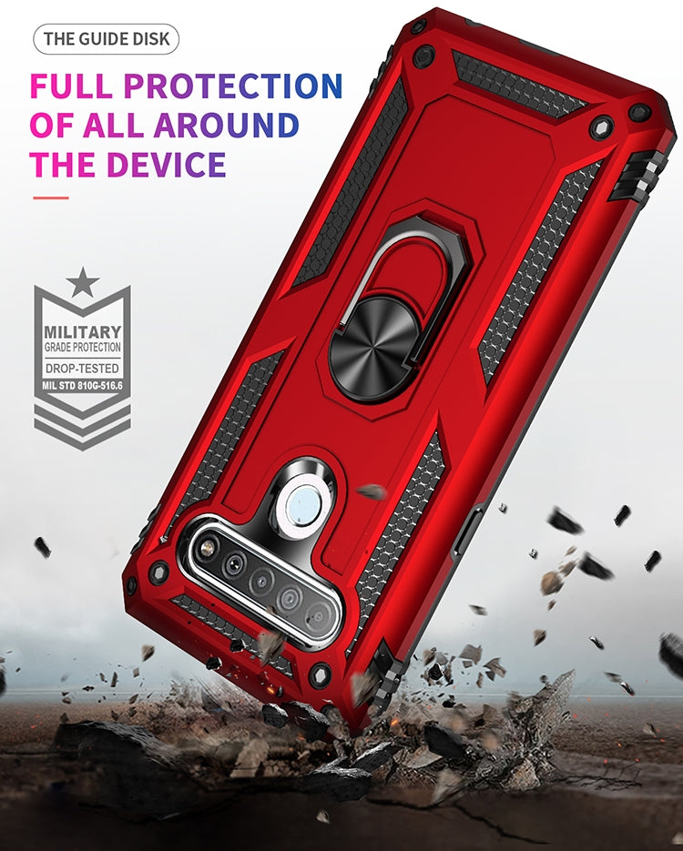 For LG K61 Shockproof TPU + PC Protective Case with 360 Degree Rotating Holder(Silver) - free shipping - PMC TechLife - Order now!