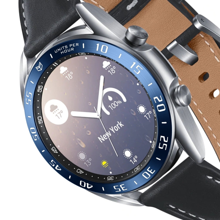 For Samsung Galaxy Watch 3 41mm Smart Watch Steel Bezel Ring, A Version(Blue Ring White Letter) - Watch Cases by ENKAY | Online Shopping South Africa | PMC TechLife | Buy Now Pay Later Mobicred