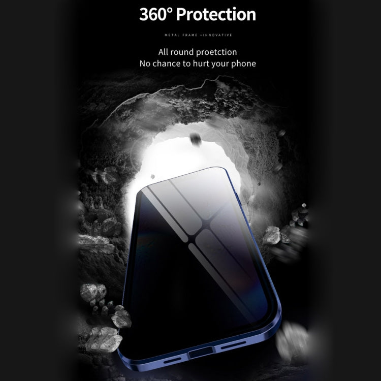 For iPhone 12 / 12 Pro Double Sides Tempered Glass Magnetic Adsorption Metal Frame Anti-peep Screen Case(Black) - iPhone 12 / 12 Pro Cases by PMC TechLife | Online Shopping South Africa | PMC TechLife | Buy Now Pay Later Mobicred