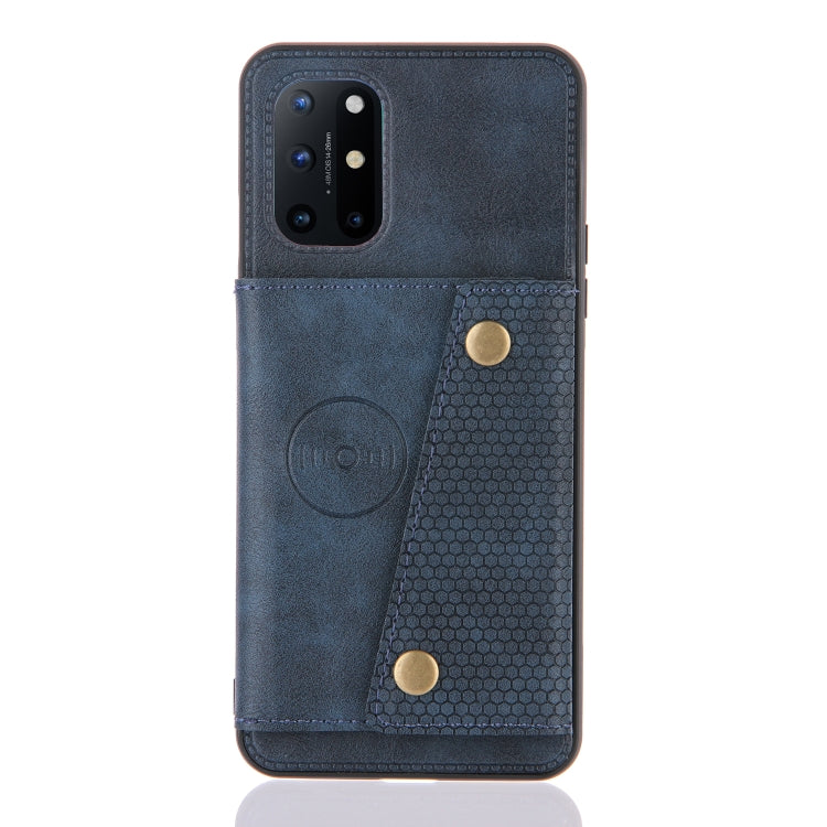For OnePlus 8T Double Buckle PU + TPU Shockproof Magnetic Protective Case with Card Slots & Holder(Blue) - free shipping - PMC TechLife - Order now!