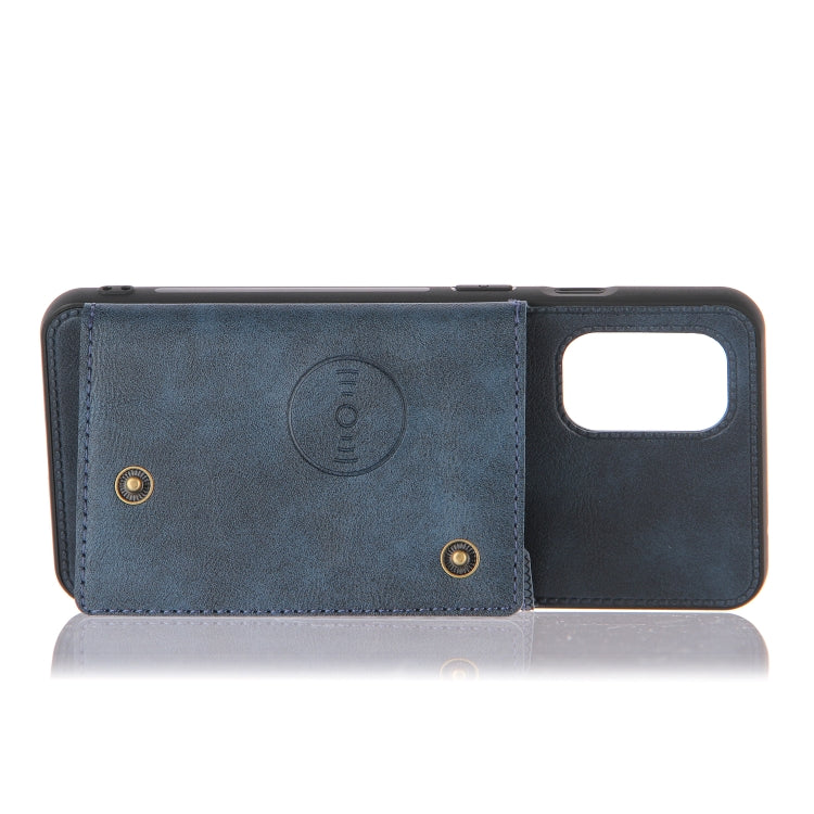 For OnePlus 8T Double Buckle PU + TPU Shockproof Magnetic Protective Case with Card Slots & Holder(Blue) - free shipping - PMC TechLife - Order now!
