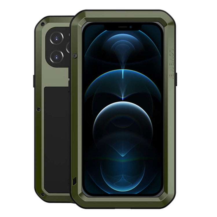 For iPhone 12 Pro Max LOVE MEI Metal Shockproof Life Waterproof Dustproof Protective Case(Army Green) - free shipping - PMC TechLife - Order now!